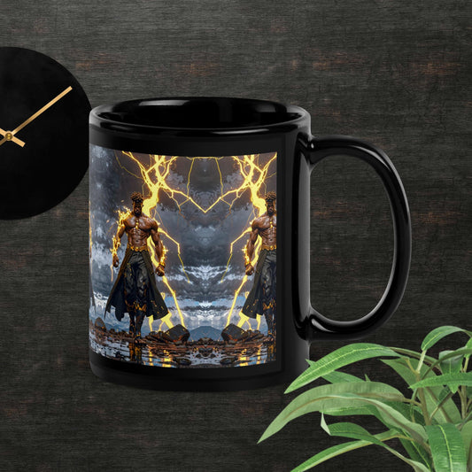 Black Thunder King Black Glossy Mug