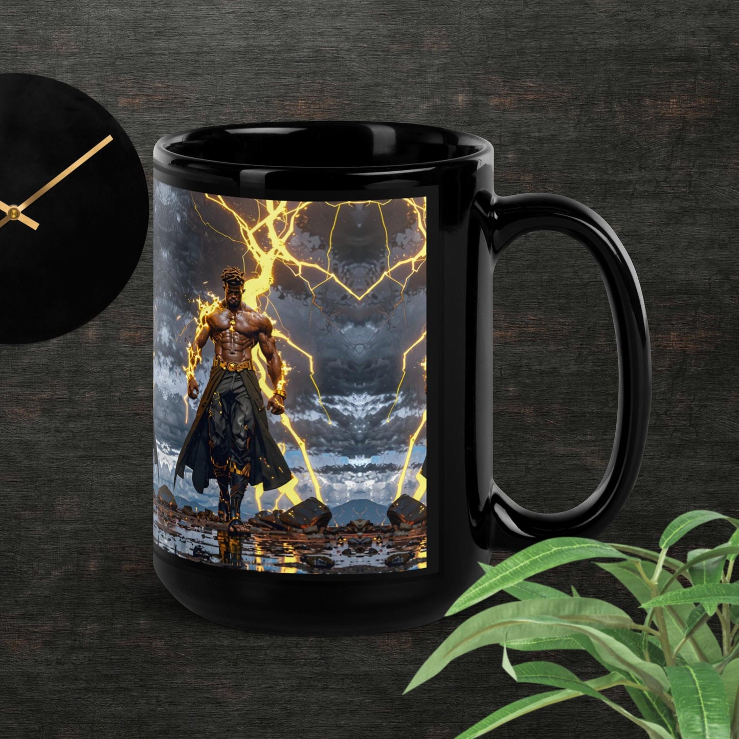 Black Thunder King Black Glossy Mug